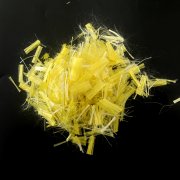 Fibra híbrida de aramida con poliolefina